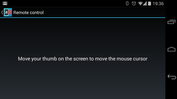 Screenshot of the touchpad plugin in Android